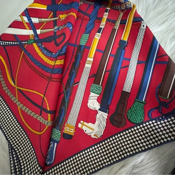 Hermès Fouets Et Badines Silk scarf Foulard. - Picture 8 of 16